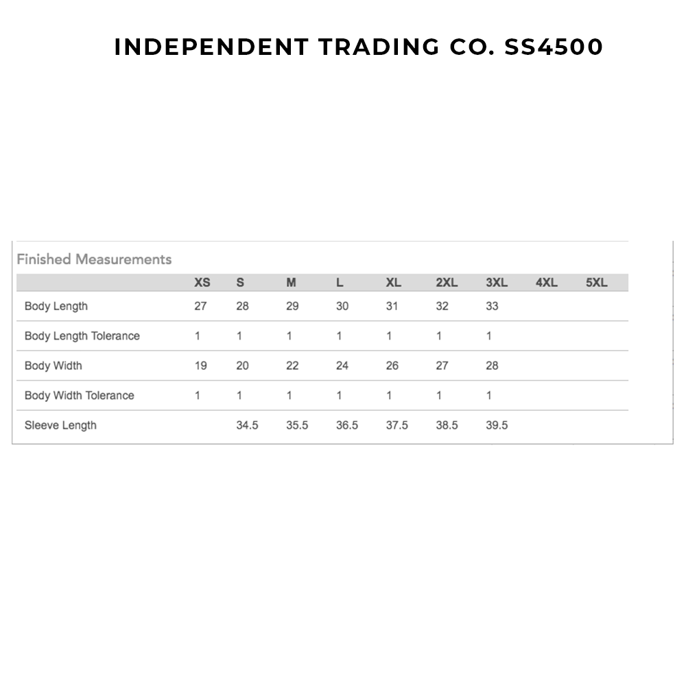Independent Trading Co. - Size Chart 